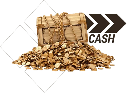 Treasure chest overflowing with gold coins