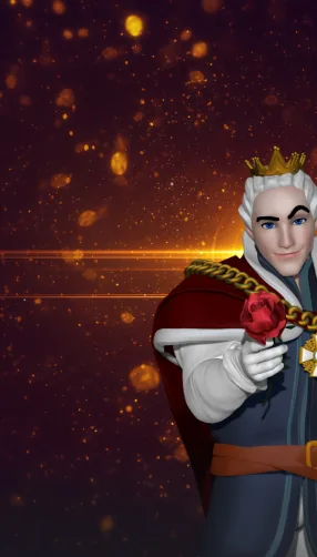 King Billy holding a red rose
