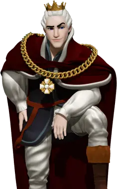 King Billy seated in his royal cloak